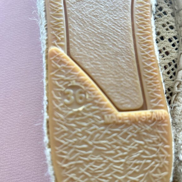 Diane von Furstenberg DVF Crochet Espadrille Beige Raffia Flats Size 36 - Picture 12 of 15
